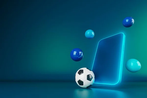 Fußball Objektdesign Realistische Darstellung Abstrakter Futuristischer Hintergrund Illustration Bewegungsgeometrie Konzept — Stockfoto