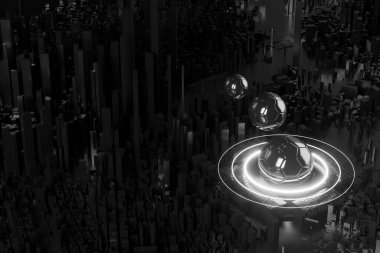 3D futbol objesi tasarımı. Gerçekçi yorumlama. Soyut fütürist arka plan. 3 boyutlu illüstrasyon. Hareket geometrisi kavramı. Spor yarışması grafiği. Turnuva oyunu içeriği. futbol topu elemanı.
