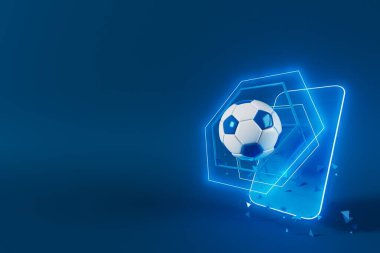 3D futbol objesi tasarımı. Gerçekçi yorumlama. Soyut fütürist arka plan. 3 boyutlu illüstrasyon. Hareket geometrisi kavramı. Spor yarışması grafiği. Turnuva oyunu içeriği. futbol topu elemanı.