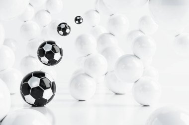 3D futbol objesi tasarımı. Gerçekçi yorumlama. Soyut fütürist arka plan. 3 boyutlu illüstrasyon. Hareket geometrisi kavramı. Spor yarışması grafiği. Turnuva oyunu içeriği. futbol topu elemanı.
