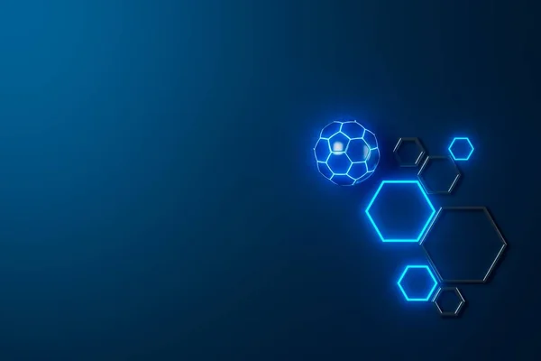 3Dサッカーオブジェクトのデザイン 現実的なレンダリング 抽象的な未来的背景 3Dイラスト 運動幾何学の概念です スポーツ競技のグラフィック トーナメントの賭けの内容 サッカーボールの要素 — ストック写真