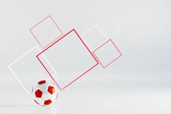 3D足球物体的设计 现实的渲染 抽象的未来主义背景 3D例证 运动几何概念 体育竞赛图解 比赛中投注内容 足球部分 — 图库照片