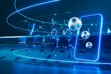 3D futbol objesi tasarımı. Gerçekçi yorumlama. Soyut fütürist arka plan. 3 boyutlu illüstrasyon. Hareket geometrisi kavramı. Spor yarışması grafiği. Turnuva oyunu içeriği. futbol topu elemanı.