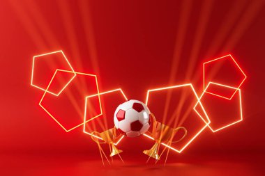 3D futbol objesi tasarımı. Gerçekçi yorumlama. Soyut fütürist arka plan. 3 boyutlu illüstrasyon. Hareket geometrisi kavramı. Spor yarışması grafiği. Turnuva oyunu içeriği. futbol topu elemanı.