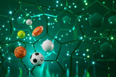 3D futbol objesi tasarımı. Gerçekçi yorumlama. Soyut fütürist arka plan. 3 boyutlu illüstrasyon. Hareket geometrisi kavramı. Spor yarışması grafiği. Turnuva oyunu içeriği. futbol topu elemanı.