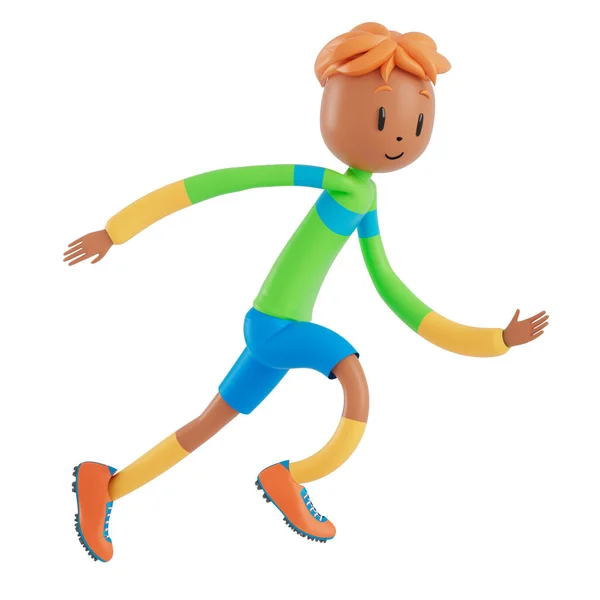 Хлопчик Мультиплікаційний Персонаж Дії Відсічним Контуром Ілюстратор Спортивна Діяльність Фізична — стокове фото