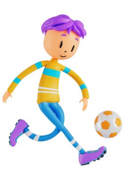 3d boy cartoon character in action with clipping path. 3d illustrator. sport activity. exercise fitness. workout training lifestyle. man player. technology VR. gym outdoor. cyberspace object concept.
