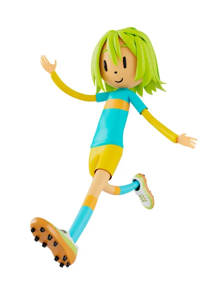 Boy Cartoon Character Action Clipping Path Illustrator Sport Activity Exercise —  Fotos de Stock