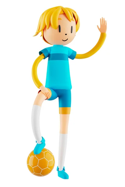 Jongen Cartoon Karakter Actie Met Clipping Pad Illustrator Sportactiviteiten Fitnessruimte — Stockfoto