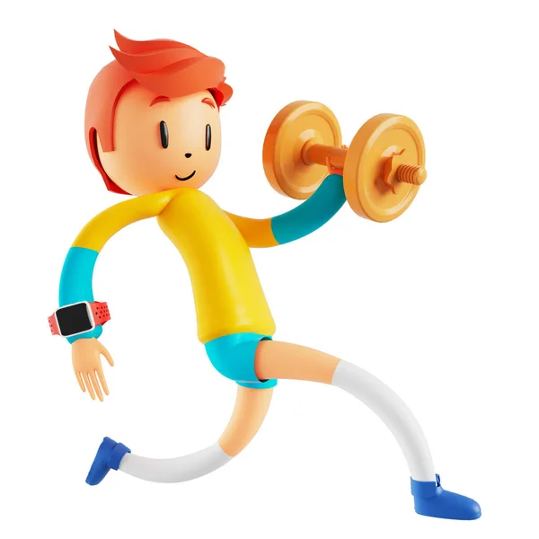 Персонаж Мультфільм Хлопчик Дівчинка Спортивними Єктами Ілюстрація Дія Фізичної Активності — стокове фото