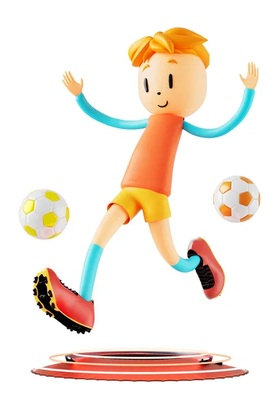 Хлопчик Мультиплікаційний Персонаж Дії Відсічним Контуром Ілюстратор Спортивна Діяльність Фізична — стокове фото