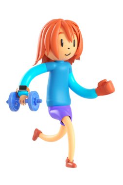 3d boy cartoon character in action with clipping path. 3d illustrator. sport activity. exercise fitness. workout training lifestyle. man player. technology VR. gym outdoor. cyberspace object concept.