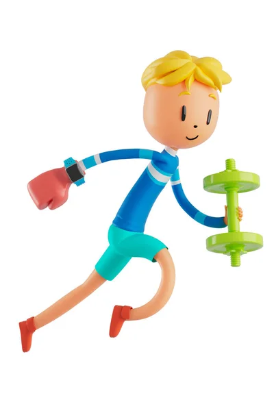 Person Cartoon Character Boy Girl Sports Objects Illustration Fitness Activity — Foto Stock