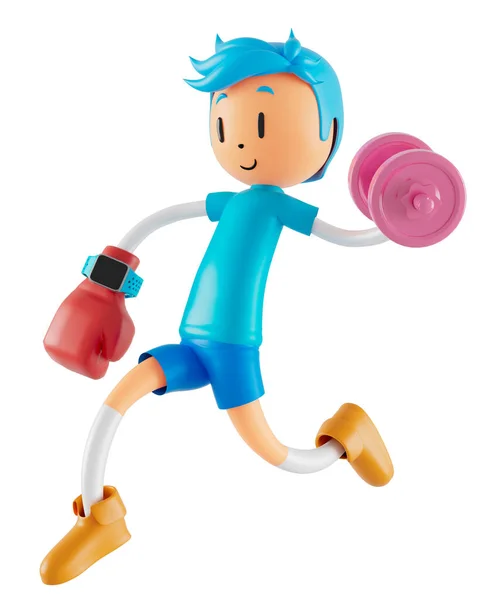 Boy Cartoon Character Action Clipping Path Illustrator Sport Activity Exercise — Foto Stock