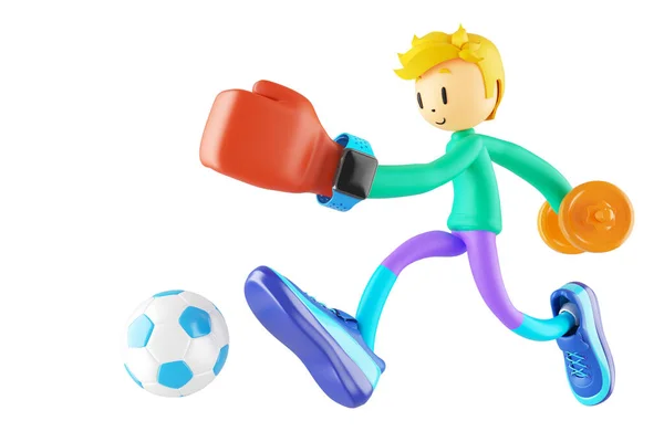 Αγόρι Χαρακτήρα Κινουμένων Σχεδίων Δράση Clipping Διαδρομή Εικονογράφος Αθλητική Δραστηριότητα — Φωτογραφία Αρχείου