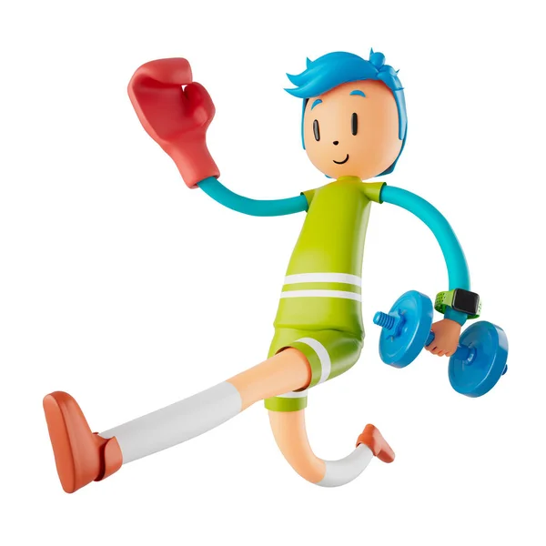 Boy Cartoon Figur Aktion Mit Ausschnitt Weg Illustrator Sport Treiben — Stockfoto