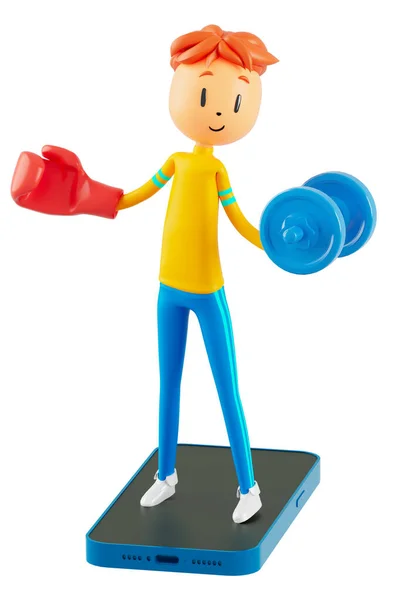Boy Cartoon Character Action Clipping Path Illustrator Sport Activity Exercise — Stok fotoğraf