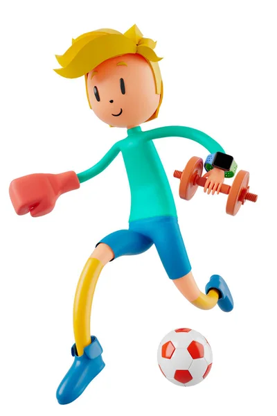 Boy Cartoon Character Action Clipping Path Illustrator Sport Activity Exercise — Photo