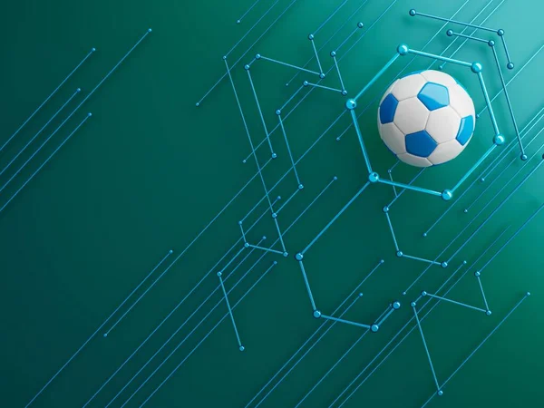 足球3D物体 3D例证 图形背景元素 运动的抽象背景 足球表演设计竞赛概念艺术 数码科技元素美丽的照明场地空旷 — 图库照片