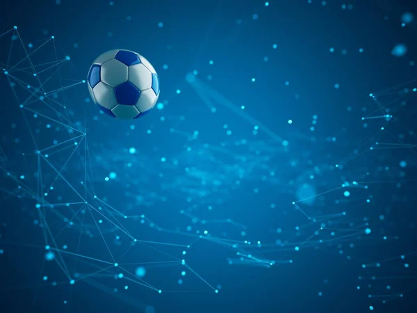 サッカーボール3Dオブジェクト 3Dイラスト グラフィック背景要素です スポーツの抽象的な背景 サッカーレンダリングデザインコンペのコンセプトアート デジタル技術要素美しい照明地面空 — ストック写真
