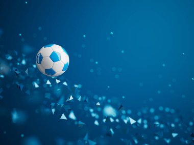 Futbol topu 3D nesnesi. 3 boyutlu illüstrasyon. Grafik arkaplan elemanı Spor soyut arka plan. Futbol tasarım yarışması konsepti sanatı. dijital teknoloji elementi güzel ışıklandırma alanı boş 