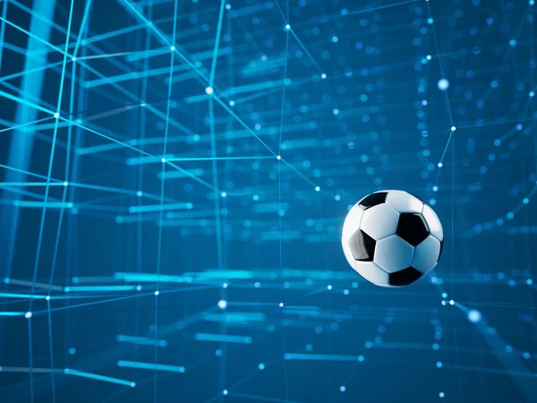 サッカーボール3Dオブジェクト 3Dイラスト グラフィック背景要素です スポーツの抽象的な背景 サッカーレンダリングデザインコンペのコンセプトアート デジタル技術要素美しい照明地面空 — ストック写真