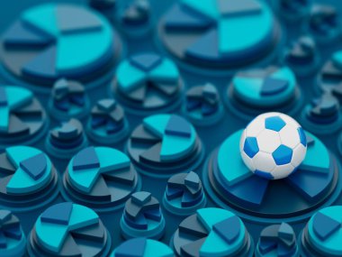 Futbol topu 3D nesnesi. 3 boyutlu illüstrasyon. Grafik arkaplan elemanı Spor soyut arka plan. Futbol tasarım yarışması konsepti sanatı. dijital teknoloji elementi güzel ışıklandırma alanı boş 