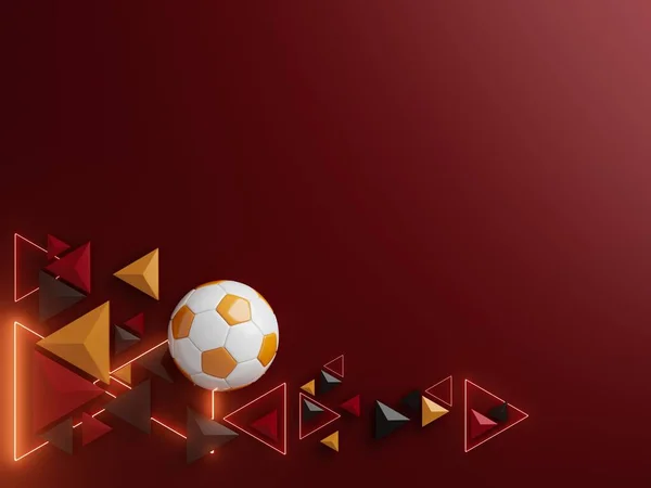 足球3D物体 3D例证 图形背景元素 运动的抽象背景 足球表演设计竞赛概念艺术 数码科技元素美丽的照明场地空旷 — 图库照片