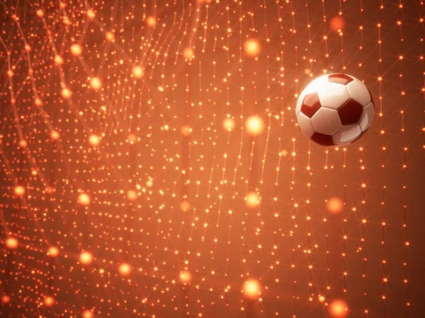 Futbol topu 3D nesnesi. 3 boyutlu illüstrasyon. Grafik arkaplan elemanı Spor soyut arka plan. Futbol tasarım yarışması konsepti sanatı. dijital teknoloji elementi güzel ışıklandırma alanı boş 