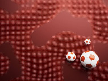 Futbol topu 3D nesnesi. 3 boyutlu illüstrasyon. Grafik arkaplan elemanı Spor soyut arka plan. Futbol tasarım yarışması konsepti sanatı. dijital teknoloji elementi güzel ışıklandırma alanı boş 