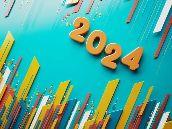 Glad Nyårsfest Grafisk Abstrakt Design Geometriskt Firande Glad Inredningsidé 2024 — Stockfoto