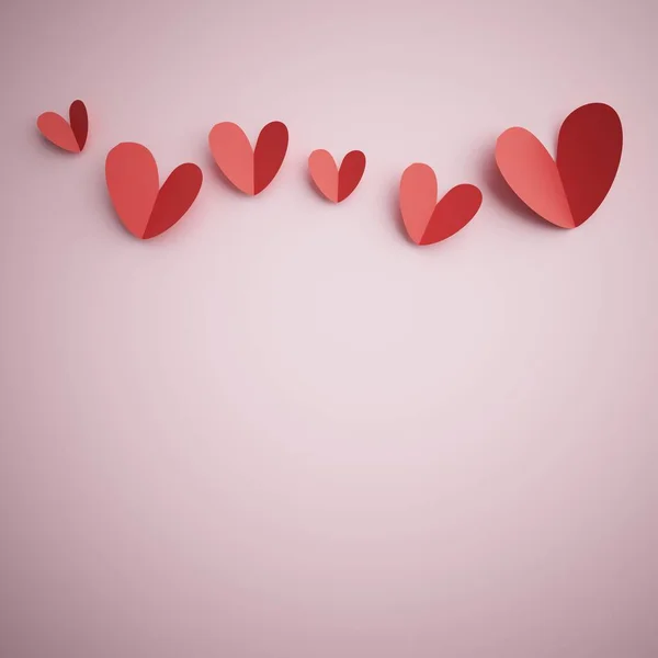 バレンタインデー3Dイラスト 赤いデザインの背景 デコレーション アート ハッピーカラーのアイデア 招待カード パステル 挨拶の休日 かわいいハートギフトクラフト ロマンチックな抽象的な感情 — ストック写真