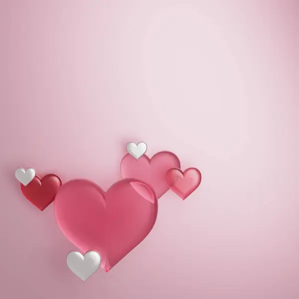 紙心臓3Dイラスト Aiは画像を生成する バレンタインの背景 パステルカラーデザイン 3Dレンダリングスタイル オブジェクトの幾何学的なシーン ロマンチックなクリエイティブハンドクラフト かわいい形のアイデア コピースペース — ストック写真