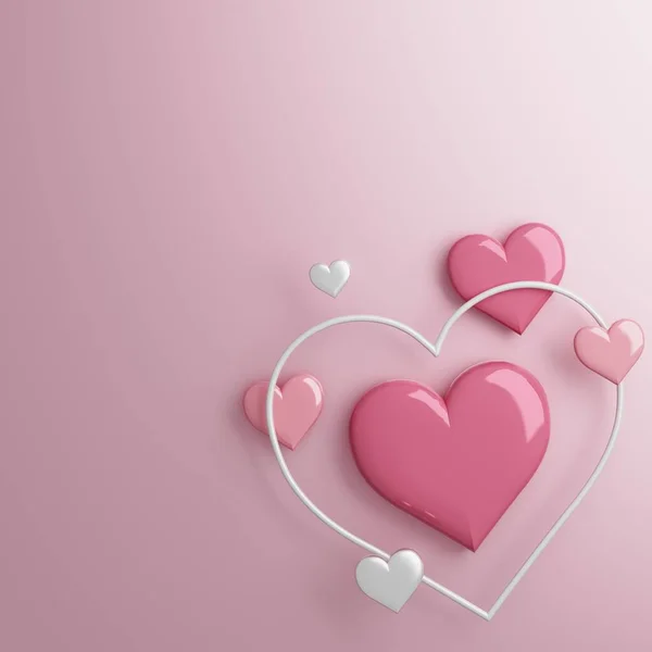 紙心臓3Dイラスト Aiは画像を生成する バレンタインの背景 パステルカラーデザイン 3Dレンダリングスタイル オブジェクトの幾何学的なシーン ロマンチックなクリエイティブハンドクラフト かわいい形のアイデア コピースペース — ストック写真