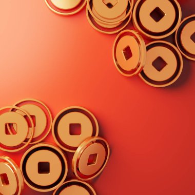 Çin Yeni Yıl geçmişi. Üç boyutlu illüstrasyon. 3 boyutlu görüntüleme. kırmızı renk tasarımı. Geleneksel konsept. nesne tasarımı grafik ögesi Geometri şeklini kutlayın. modern şenlikli dijital resim tatili