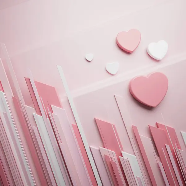Corazón Diseño Objetos Escena San Valentín Geométrica Ilustración Amor Gráfico — Foto de Stock