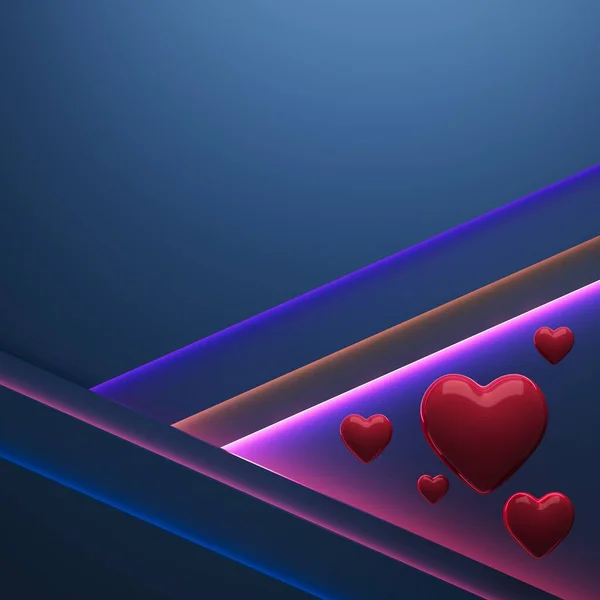 バレンタインデー3Dイラスト 赤いデザインの背景 デコレーション アート ハッピーカラーのアイデア 招待カード パステル 挨拶の休日 かわいいハートギフトクラフト ロマンチックな抽象的な感情 ストックフォト