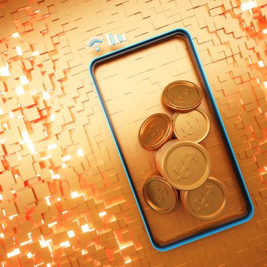 İş teknolojisi dijital 3D konsepti. Bozuk para tasarımı. Üç boyutlu illüstrasyon. Ticaret ekonomisi tasarrufu. Soyut arkaplan bağlantısı. ağ ticareti piyasa fütüristik bilgisiName. 