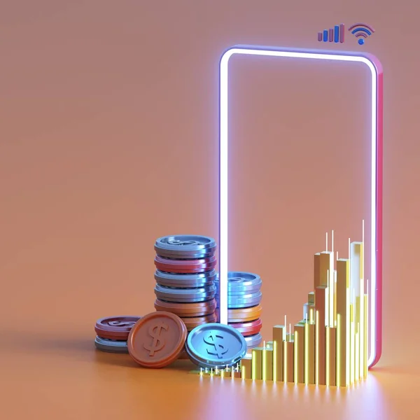 Technologia Biznesowa Cyfrowa Koncepcja Projekt Monet Ilustracja Oszczędność Gospodarki Finansowej — Zdjęcie stockowe