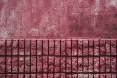 Eski kırmızı tuğla duvar arka planı. Kırmızı çimentoyla örülmüş duvar.