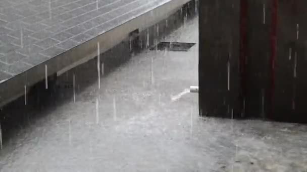 Kinci Kattaki Fayanslara Yağmur Suyu Döküldü Çatı Gideri — Stok video