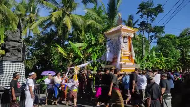 Bali Indonésie Května 2023 Balijský Kremační Obřad Ngaben Tábanánu Lidé — Stock video