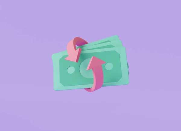 Symbol Cashback Geld Rückerstattung Symbol Konzept Isoliert Auf Lila Hintergrund — Stockfoto