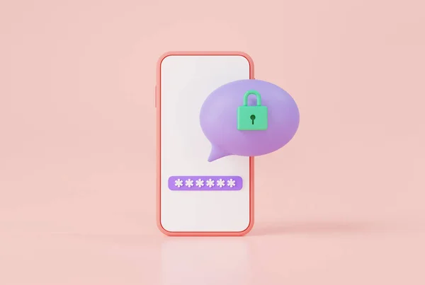 Chat Bubble Protection Secured Padlock Icon Smartphone Private Chat Data — Stock Photo, Image