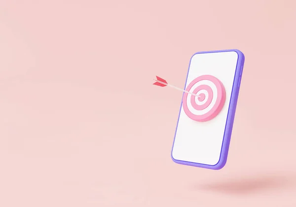Target Mobile Phone Pink Background Business Target Success Mobile Marketing — Stock Photo, Image