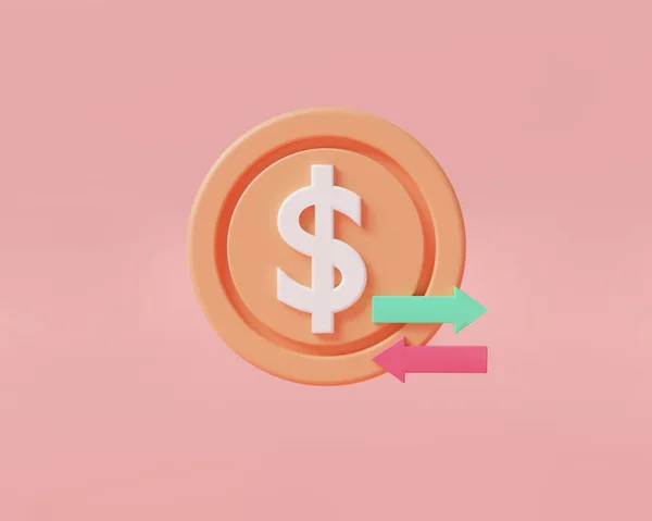 Money Cashback Concept Money Refund Arrow Icon Isolated Pink Background — Stock Photo, Image
