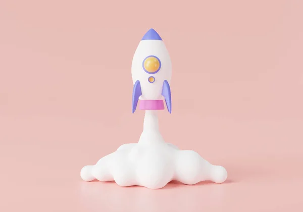 Fusée Élève Avec Fumée Qui Crache Spaceship Rocket Startup Spaceship — Photo