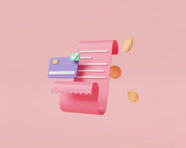 Kredi kartı ve bozuk parayla ödeme. Çevrimiçi ödeme, çevrimiçi alışveriş, iş finansmanı, indirim kartı, fatura işlemleri, kredi kartı ödemeleri, fatura ödemeleri. 3d simge karikatür çizimi çizimi