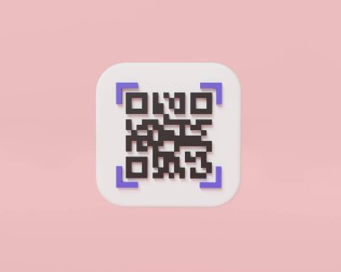 QR kodu ödeme ve doğrulama simgesi taranıyor. Nakitsiz teknoloji konsepti, ödeme işlemi, tarama kodu, E cüzdanı, online alışveriş, para transferi, çevrimiçi ödeme. 3d resimleme