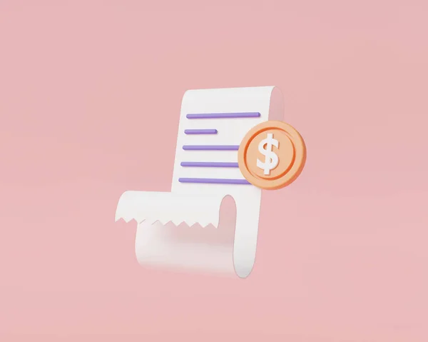 Paper Document Coin Money Online Payment Invoice Icon Bill Paid — Stock Photo, Image